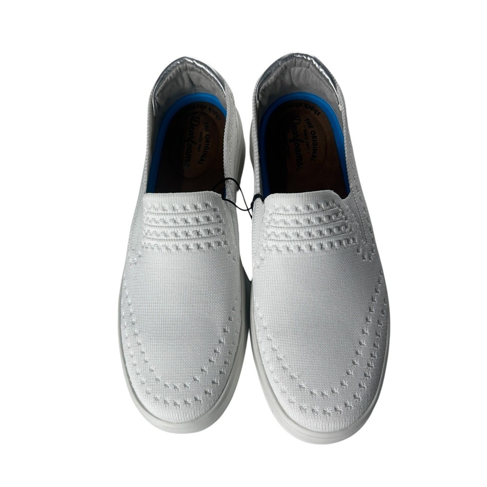 Dearfoams Original Comfort White Knit Slip On Sneakers Women 7 DCOM 78002 NEW